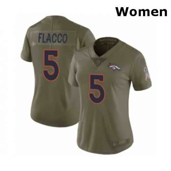 Womens Denver Broncos 5 Joe Flacco Limited Olive 2017 Salute to Service Football Jersey